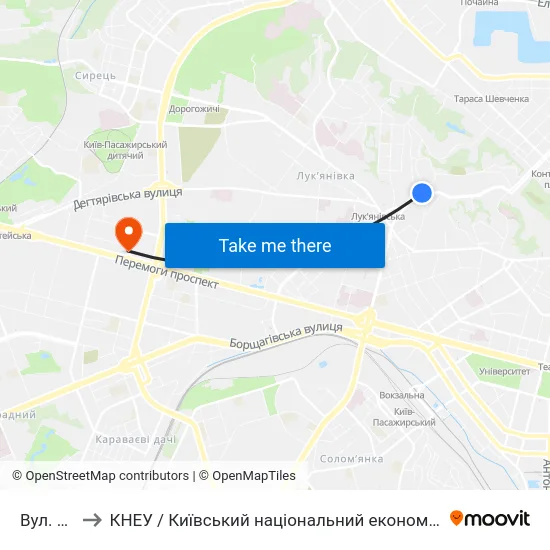 Вул. Соляна to КНЕУ / Київський національний економічний університет ім. В. Гетьмана map