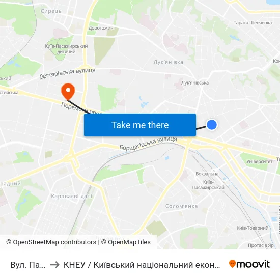 Вул. Павлівська to КНЕУ / Київський національний економічний університет ім. В. Гетьмана map