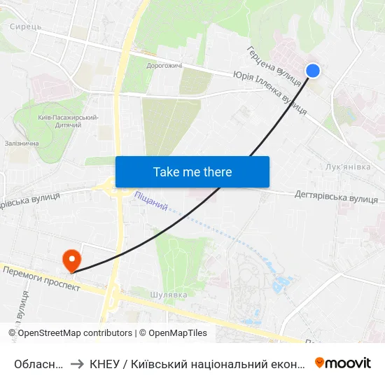 Обласна Лікарня to КНЕУ / Київський національний економічний університет ім. В. Гетьмана map
