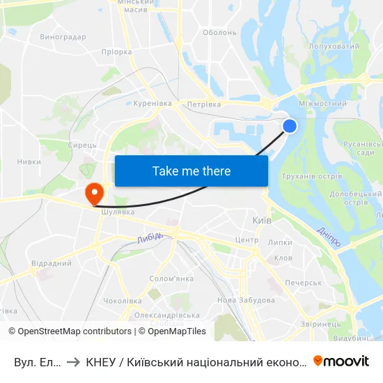Вул. Електриків to КНЕУ / Київський національний економічний університет ім. В. Гетьмана map