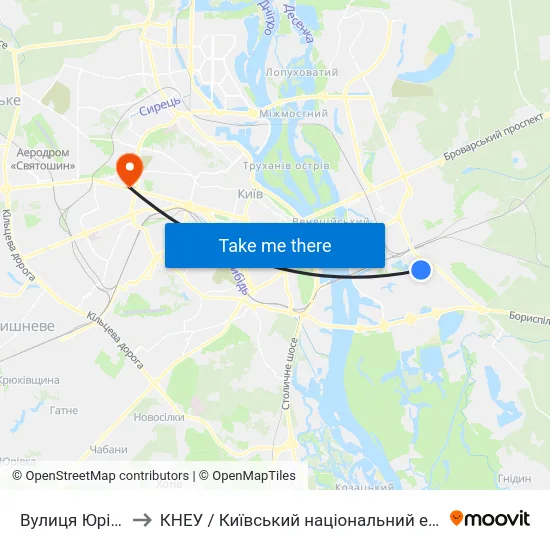 Вулиця Юрія Литвинського to КНЕУ / Київський національний економічний університет ім. В. Гетьмана map