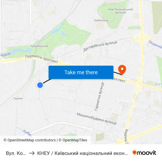 Вул. Козелецька to КНЕУ / Київський національний економічний університет ім. В. Гетьмана map