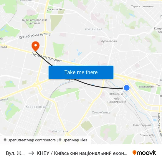 Вул. Жилянська to КНЕУ / Київський національний економічний університет ім. В. Гетьмана map