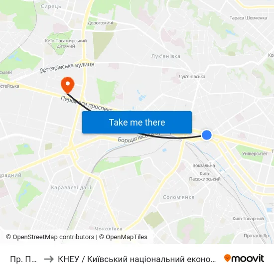 Пр. Перемоги to КНЕУ / Київський національний економічний університет ім. В. Гетьмана map