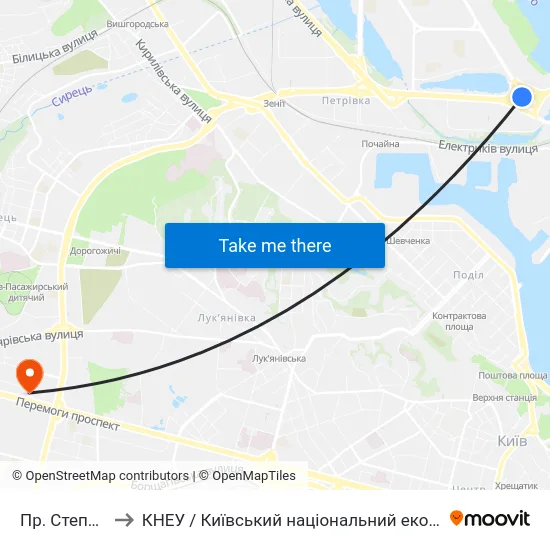 Пр. Степана Бандери to КНЕУ / Київський національний економічний університет ім. В. Гетьмана map