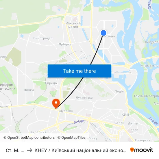 Ст. М. Мінська to КНЕУ / Київський національний економічний університет ім. В. Гетьмана map