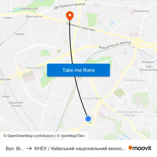 Вул. Вінницька to КНЕУ / Київський національний економічний університет ім. В. Гетьмана map