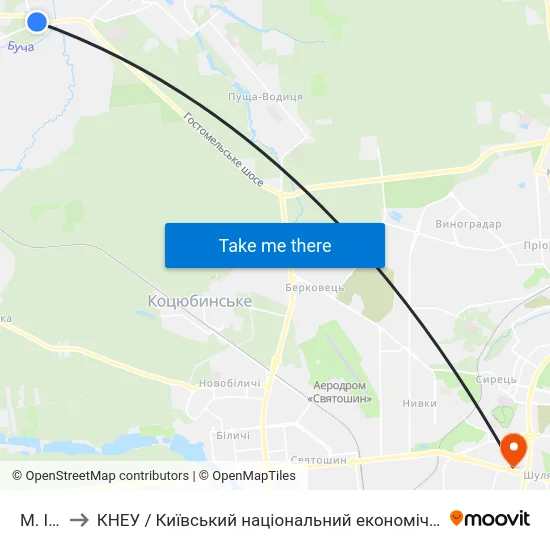 М. Ірпінь to КНЕУ / Київський національний економічний університет ім. В. Гетьмана map