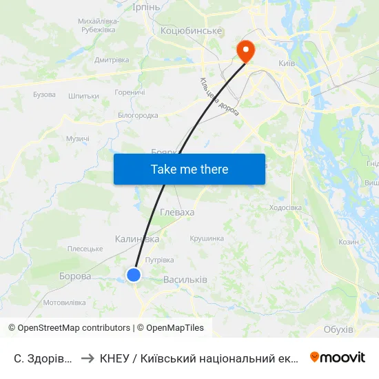 С. Здорівка (Поворот) to КНЕУ / Київський національний економічний університет ім. В. Гетьмана map