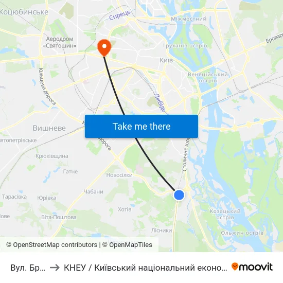 Вул. Бродівська to КНЕУ / Київський національний економічний університет ім. В. Гетьмана map