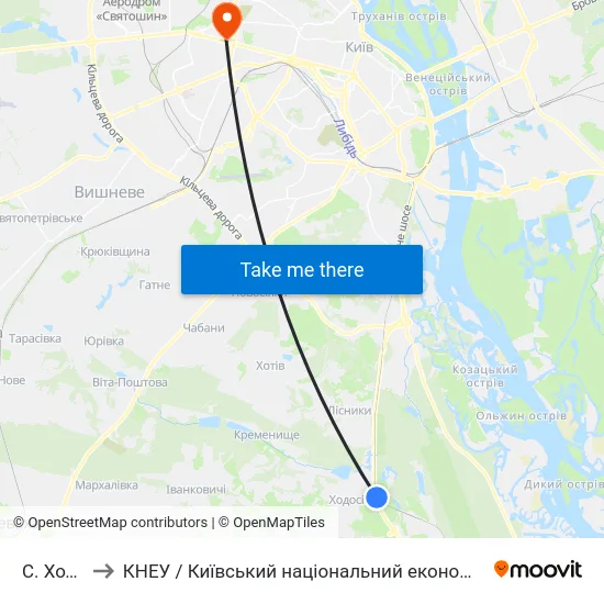 С. Ходосівка to КНЕУ / Київський національний економічний університет ім. В. Гетьмана map