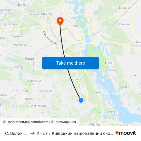 С. Великі Дмитровичі to КНЕУ / Київський національний економічний університет ім. В. Гетьмана map