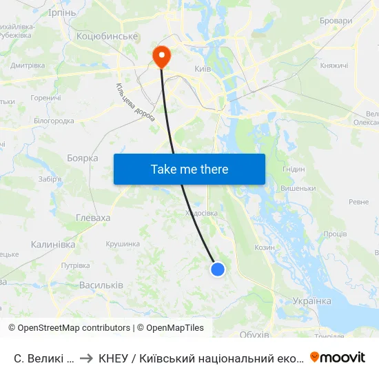 С. Великі Дмитровичі to КНЕУ / Київський національний економічний університет ім. В. Гетьмана map