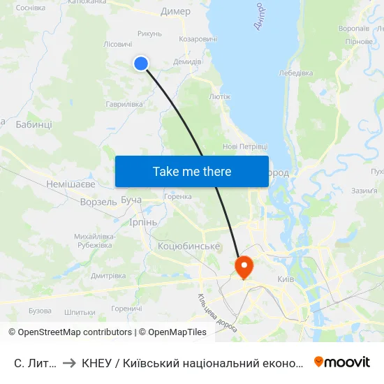 С. Литвинівка to КНЕУ / Київський національний економічний університет ім. В. Гетьмана map