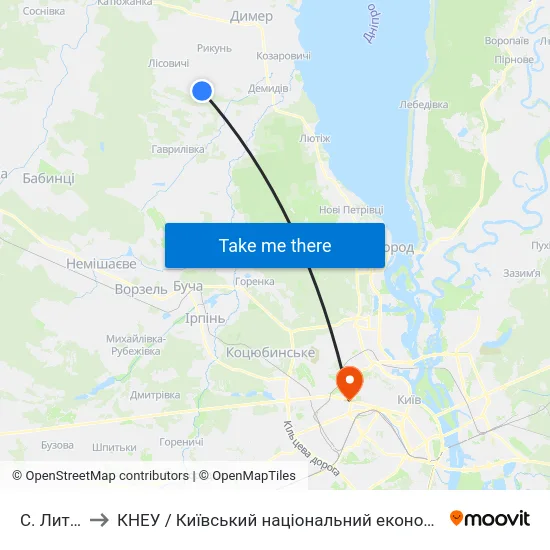 С. Литвинівка to КНЕУ / Київський національний економічний університет ім. В. Гетьмана map