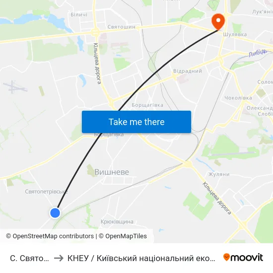 С. Святопетрівське to КНЕУ / Київський національний економічний університет ім. В. Гетьмана map