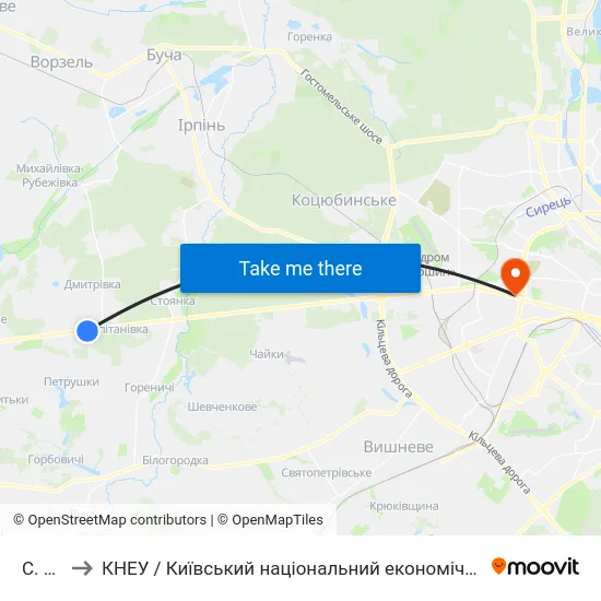 С. Мила to КНЕУ / Київський національний економічний університет ім. В. Гетьмана map