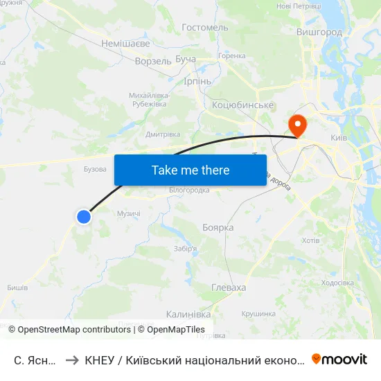 С. Ясногородка to КНЕУ / Київський національний економічний університет ім. В. Гетьмана map