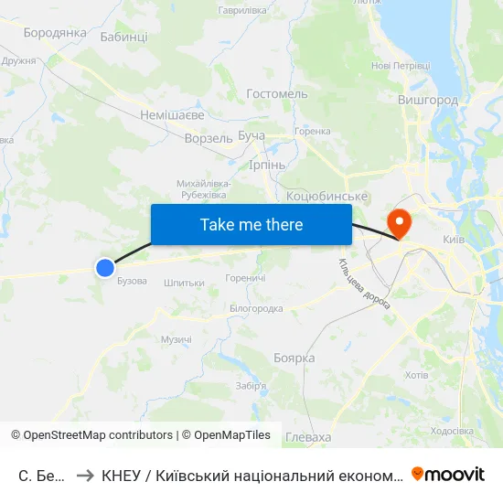 С. Березівка to КНЕУ / Київський національний економічний університет ім. В. Гетьмана map