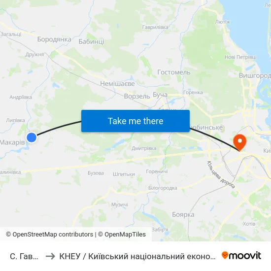 С. Гавронщина to КНЕУ / Київський національний економічний університет ім. В. Гетьмана map