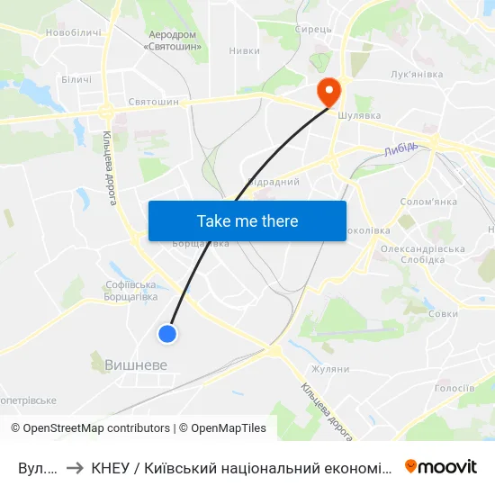 Вул. Миру to КНЕУ / Київський національний економічний університет ім. В. Гетьмана map