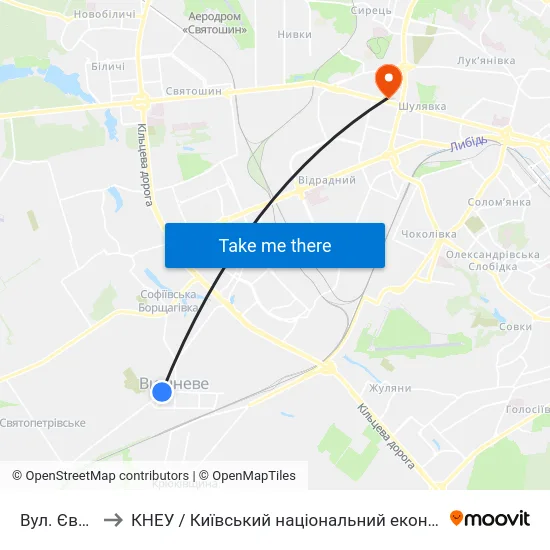 Вул. Європейська to КНЕУ / Київський національний економічний університет ім. В. Гетьмана map