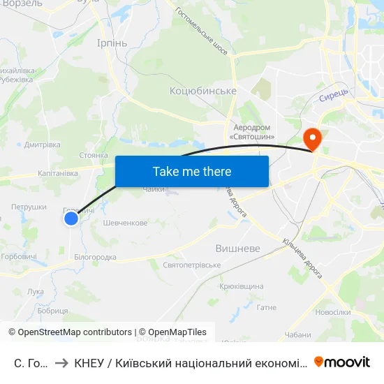 С. Гореничі to КНЕУ / Київський національний економічний університет ім. В. Гетьмана map