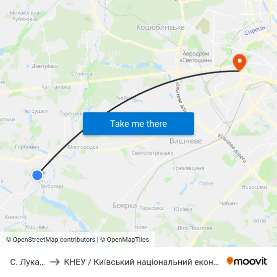 С. Лука (Церква) to КНЕУ / Київський національний економічний університет ім. В. Гетьмана map