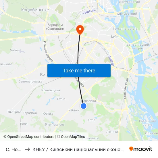 С. Новосілки to КНЕУ / Київський національний економічний університет ім. В. Гетьмана map