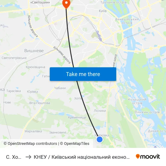 С. Ходосівка to КНЕУ / Київський національний економічний університет ім. В. Гетьмана map