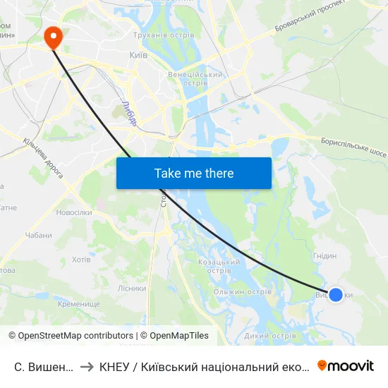 С. Вишеньки (Центр) to КНЕУ / Київський національний економічний університет ім. В. Гетьмана map