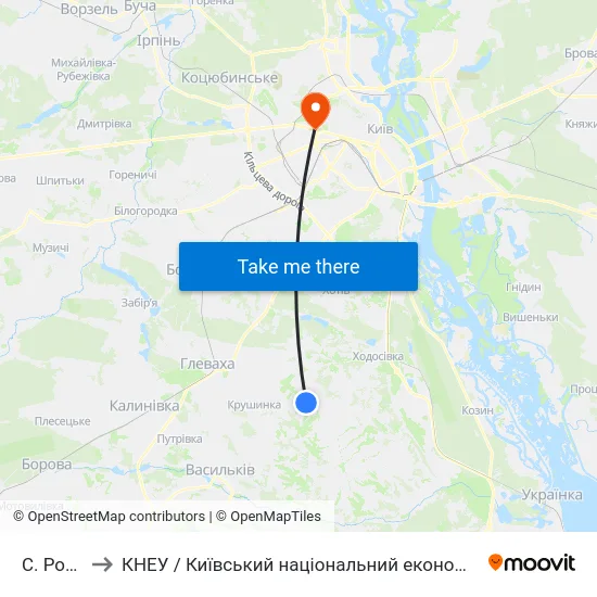 С. Рославичі to КНЕУ / Київський національний економічний університет ім. В. Гетьмана map