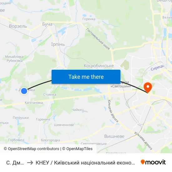 С. Дмитрівка to КНЕУ / Київський національний економічний університет ім. В. Гетьмана map
