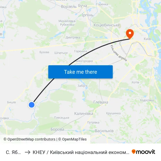 С. Яблунівка to КНЕУ / Київський національний економічний університет ім. В. Гетьмана map