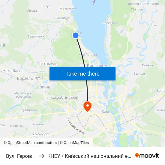 Вул. Героїв Небесної Сотні to КНЕУ / Київський національний економічний університет ім. В. Гетьмана map