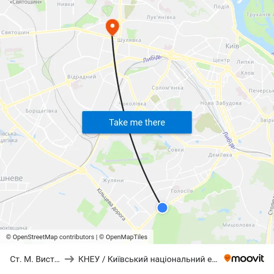 Ст. М. Виставковий Центр to КНЕУ / Київський національний економічний університет ім. В. Гетьмана map