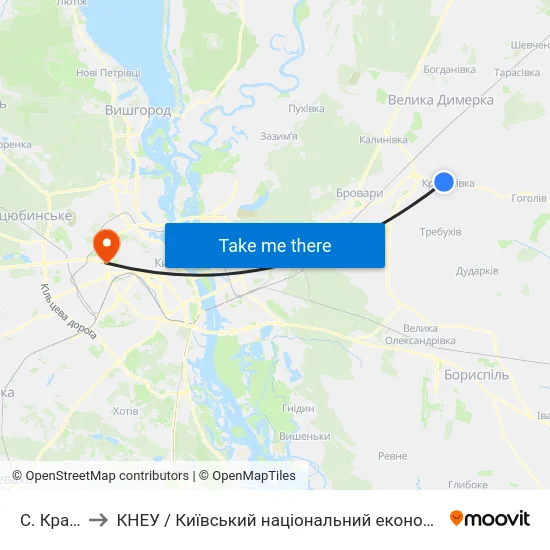 С. Красилівка to КНЕУ / Київський національний економічний університет ім. В. Гетьмана map