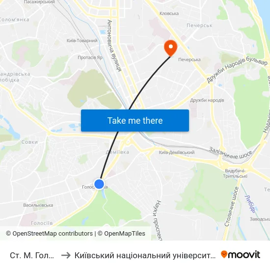 Ст. М. Голосіївська to Київський національний університет культури і мистецтв map