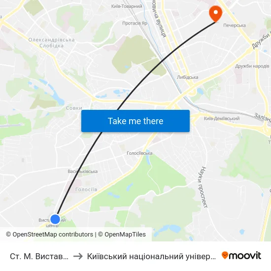 Ст. М. Виставковий Центр to Київський національний університет культури і мистецтв map