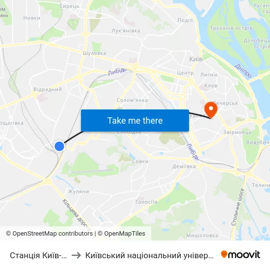 Станція Київ-Волинський to Київський національний університет культури і мистецтв map