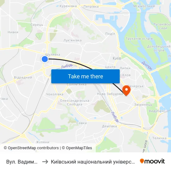 Вул. Вадима Гетьмана to Київський національний університет культури і мистецтв map