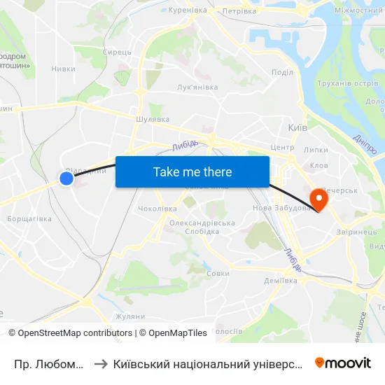 Пр. Любомира Гузара to Київський національний університет культури і мистецтв map