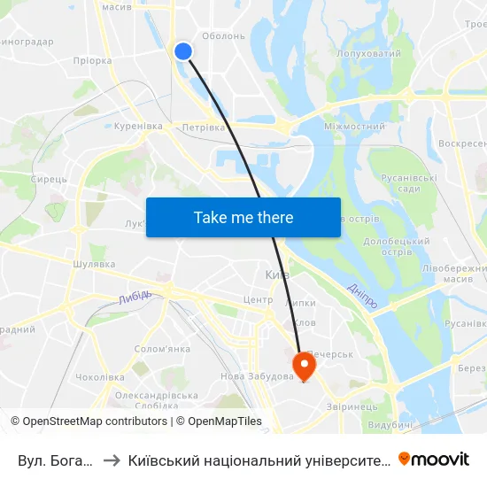 Вул. Богатирська to Київський національний університет культури і мистецтв map