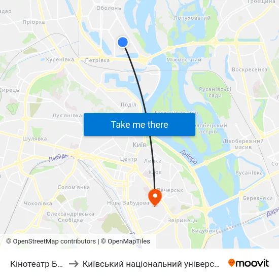 Кінотеатр Братислава to Київський національний університет культури і мистецтв map