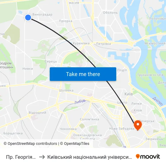 Пр. Георгія Ґонґадзе to Київський національний університет культури і мистецтв map