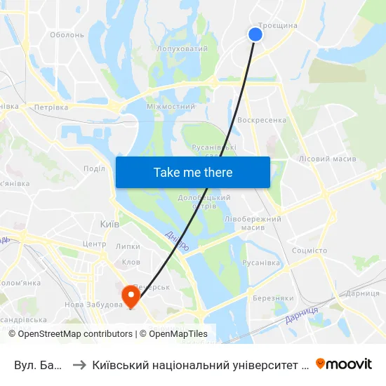 Вул. Бальзака to Київський національний університет культури і мистецтв map