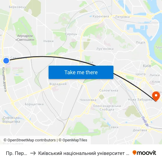 Пр. Перемоги to Київський національний університет культури і мистецтв map