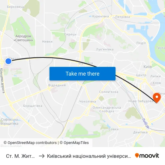 Ст. М. Житомирська to Київський національний університет культури і мистецтв map