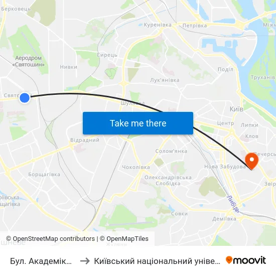 Бул. Академіка Вернадського to Київський національний університет культури і мистецтв map