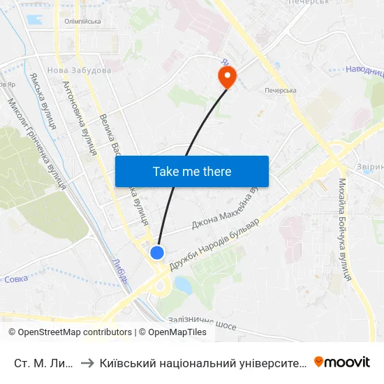 Ст. М. Либідська to Київський національний університет культури і мистецтв map